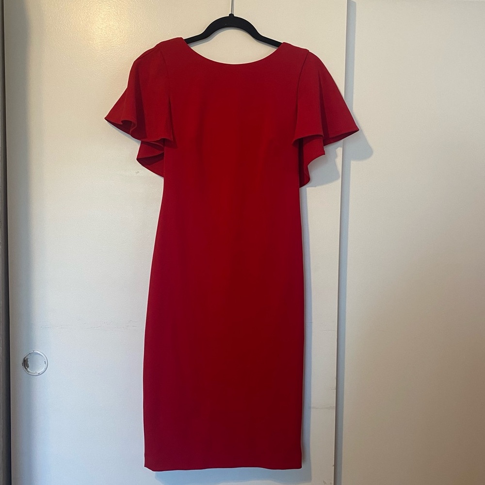 SOLD Fitted Calvin Klein Dress with Cape Sleeves
